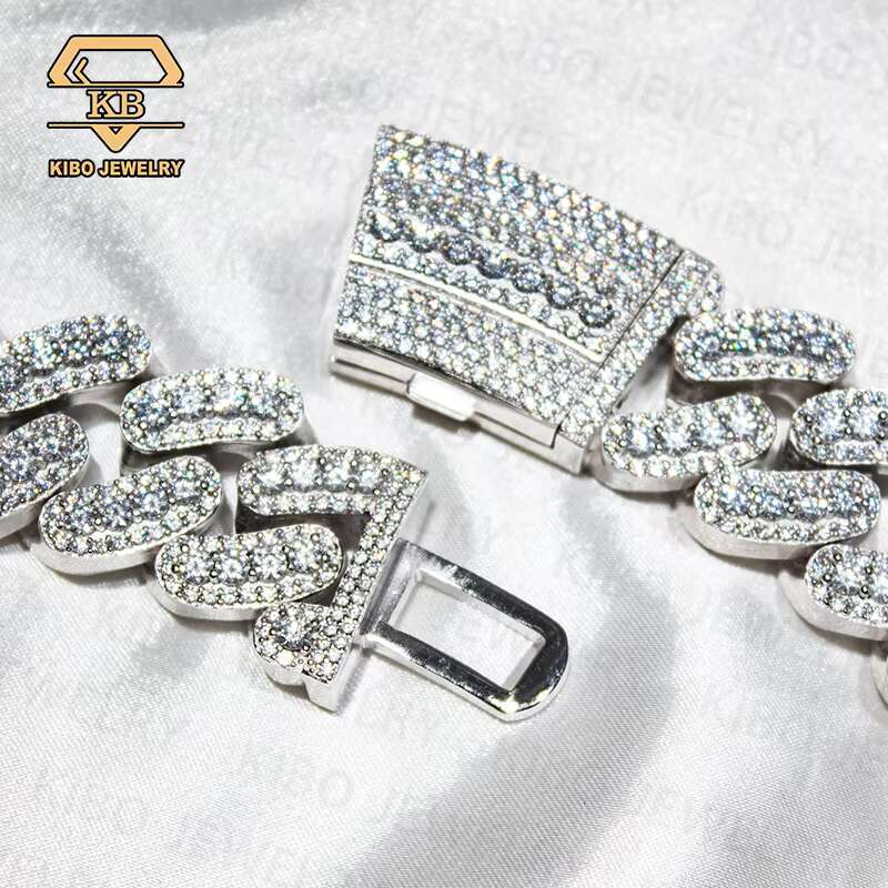 Hip Hop Mens 925 Sterling Silver VVS Iced out Miami Cuban Link 22mm Big Cuban Chain Moissanite Necklace Jewelry