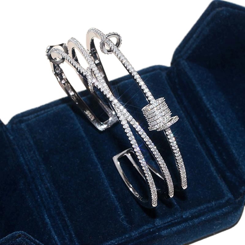 Flash Sale: Good Luck Spinning Copper Bracelet & Ring Set Inlaid with Zirconia - Ins - Famous, Trendy, Personalized Multi - Layered Circular Design fo