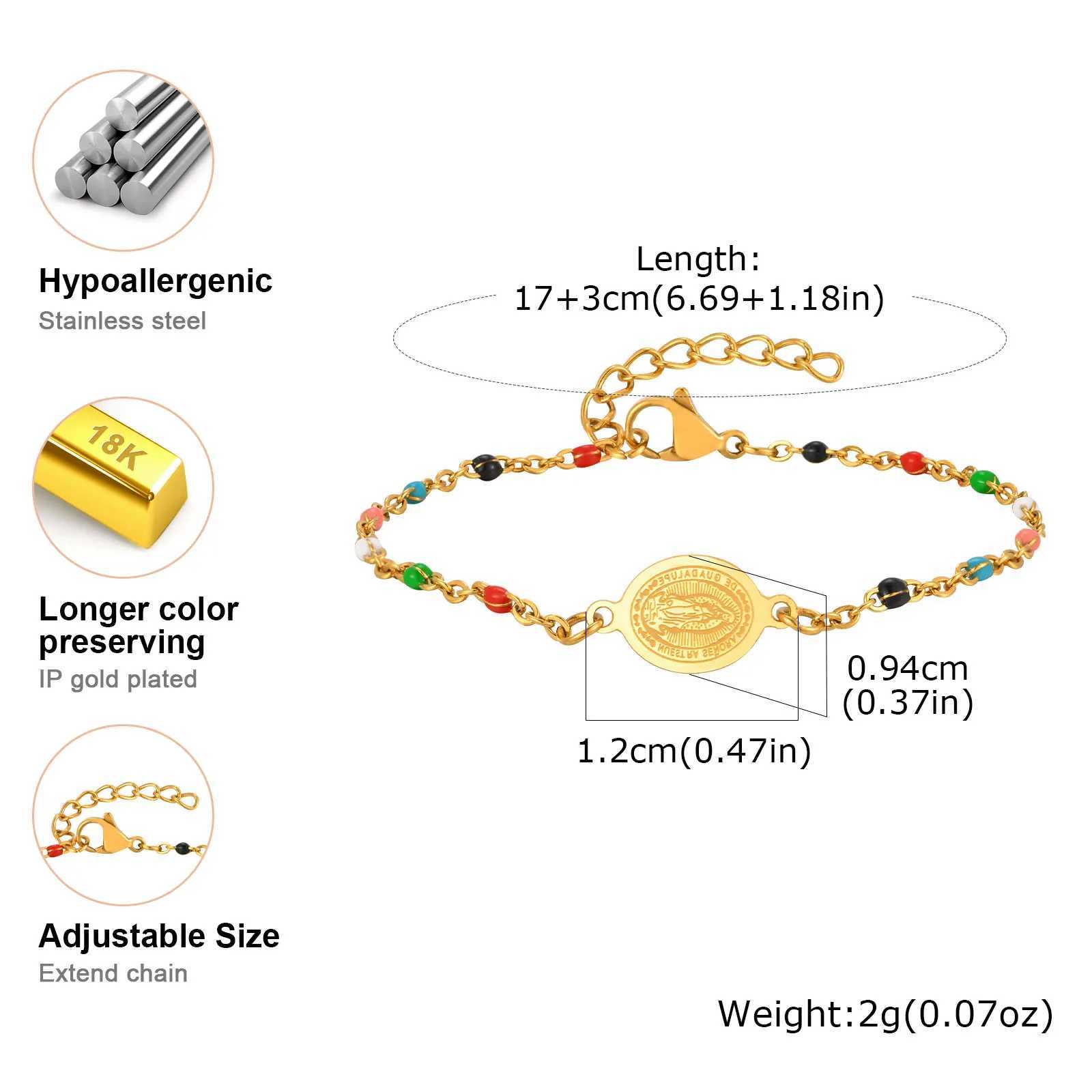 Bohemian Colored Bead Chains Virgin Bracelets for Women Gold Color Stainless Steel Bracelets Holy Christian Jewelry Gift XJ250707