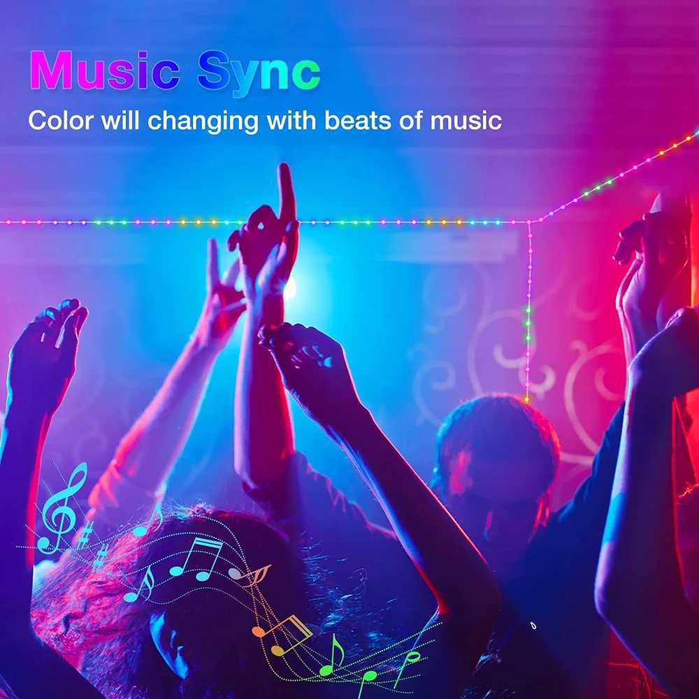 5M/10M/20M RGBIC LED Smart Fairy Lights Bluetooth APP Control String Light DIY for Christmas Party Wedding Home Decoration W250701