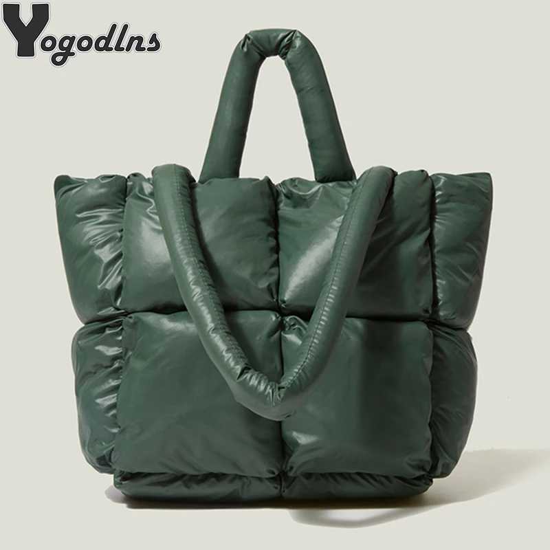 Designer Puffy Shoulder Bag Women Quilted Space Down Feather Padded Cotton Handbag Winter Large Capacity Warm Shopping Purse