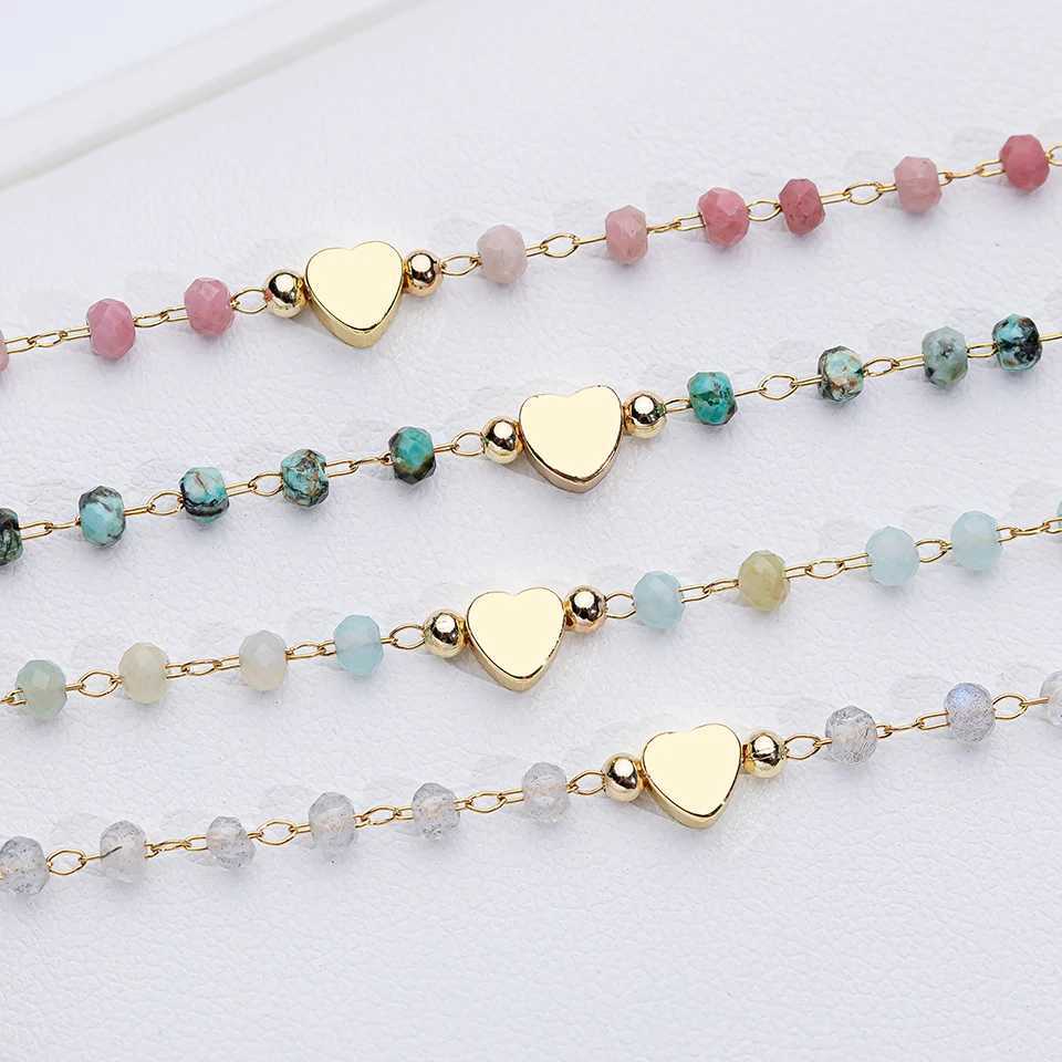 Natural Stone Bracelet in Stock for Women Fashion Jewelry Handwork Chain Bangle Heart Design XJ250707