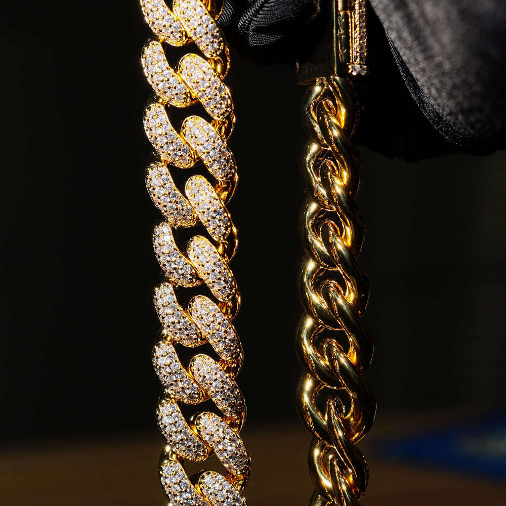 2023 High Quality Miami Cuban Link Necklaces in Silver 925 Gra Certificate for Men Bling Ice Out Hip Hop Jewelry