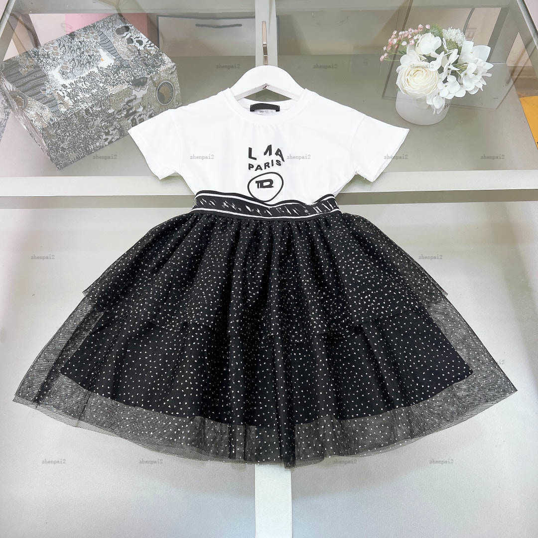 Child Clothing girls dress suit Gold button trim baby two-piece Summer kids designer clothes Crew neck T-shirt and Pleated skirt A066X02N000