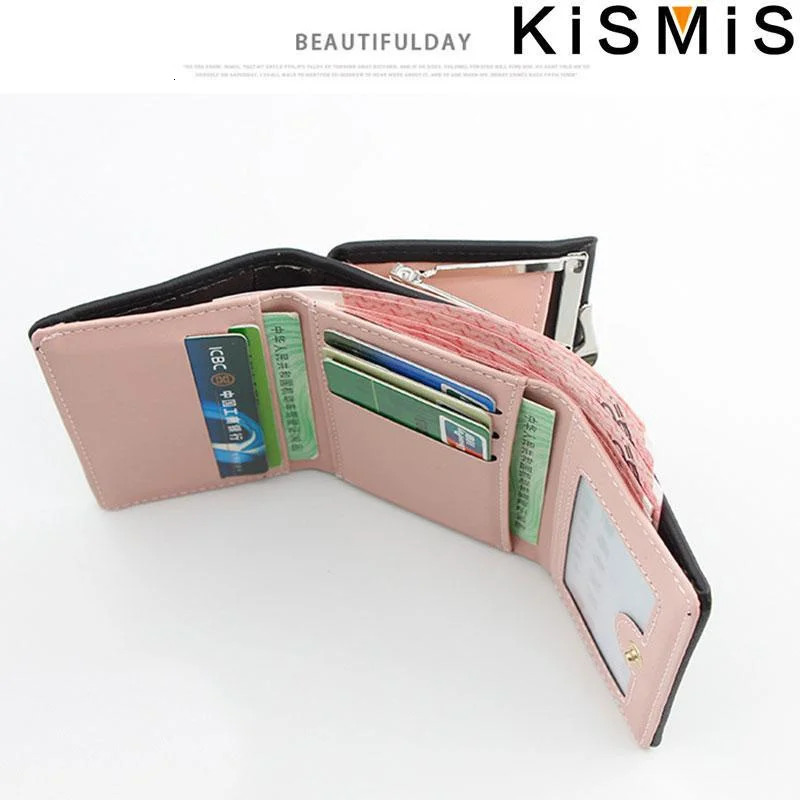 KISMIS Womens Short Wallet - Small Coin Purse with Hasp and Zipper Cute Ladies Card Purses 250704