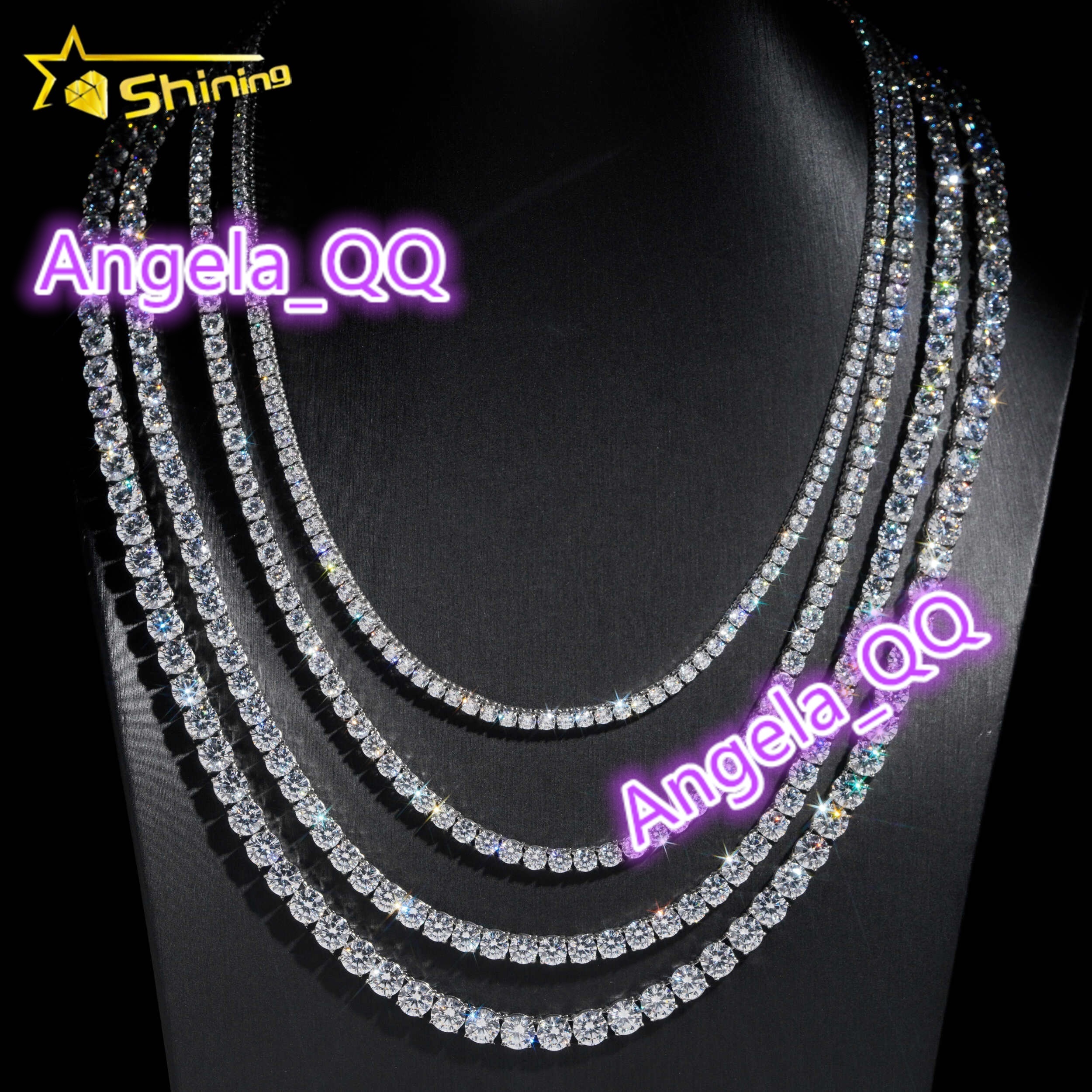Factory Lowest Prices 3mm 4mm 5mm 6mm Wholesale 925 silver Hip Hop Necklace Moissanite vvs1 Tennis Chains