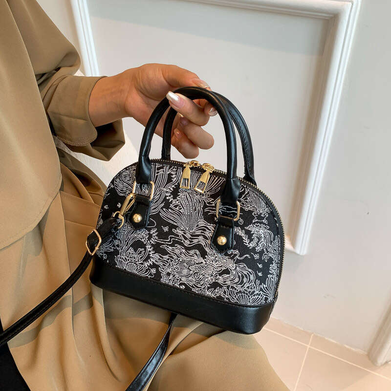Trendy Fashion Pattern Patchwork Single Shoulder Crossbody for Women, Bags 2025 Summer New Simple Handheld Shell Bag