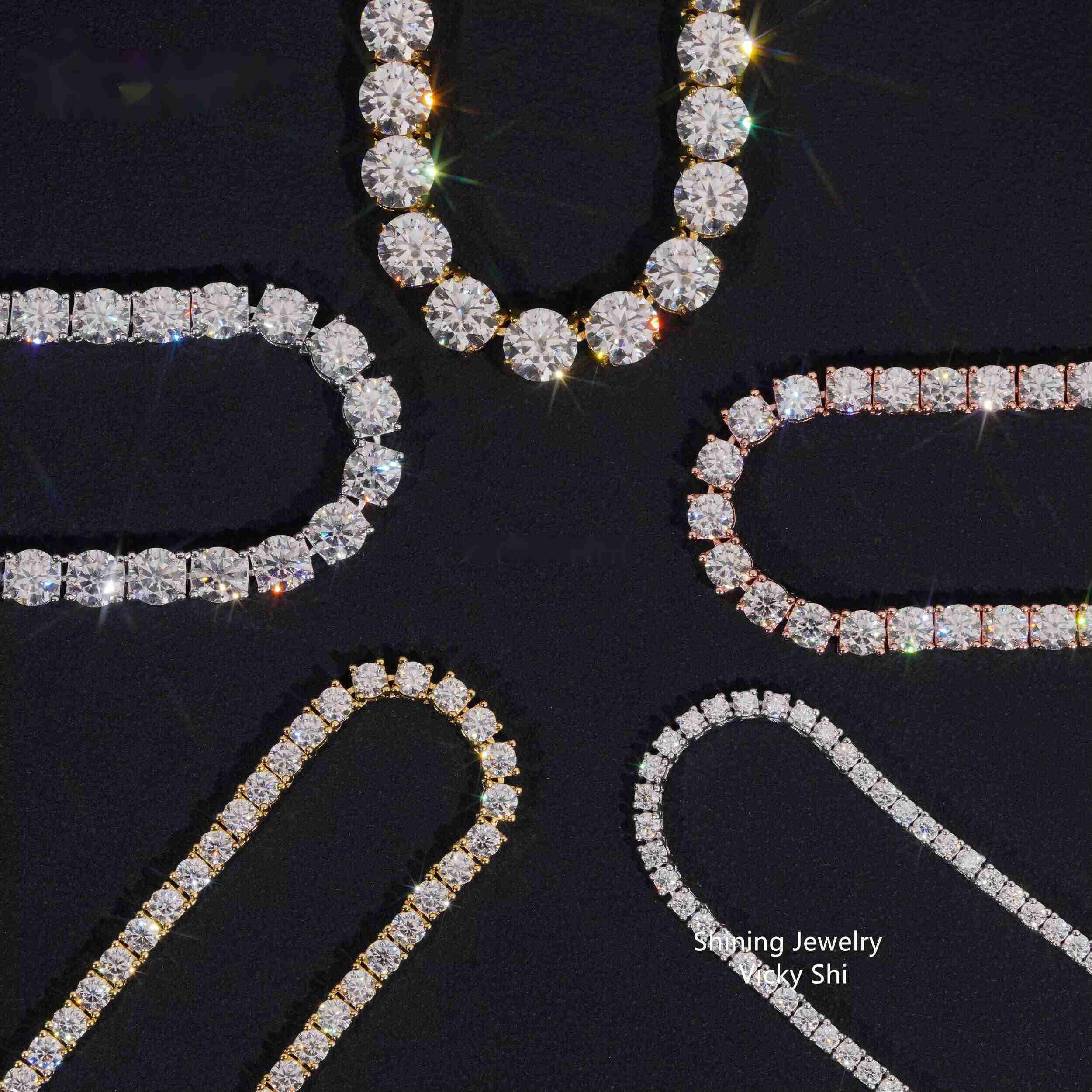 GRA Certified Diamond Tester Pass Moissanite Tennis Chain 925 Silver Fine 2MM-5MM Iced Out Bling Bling Moissanite Tennis Necklace