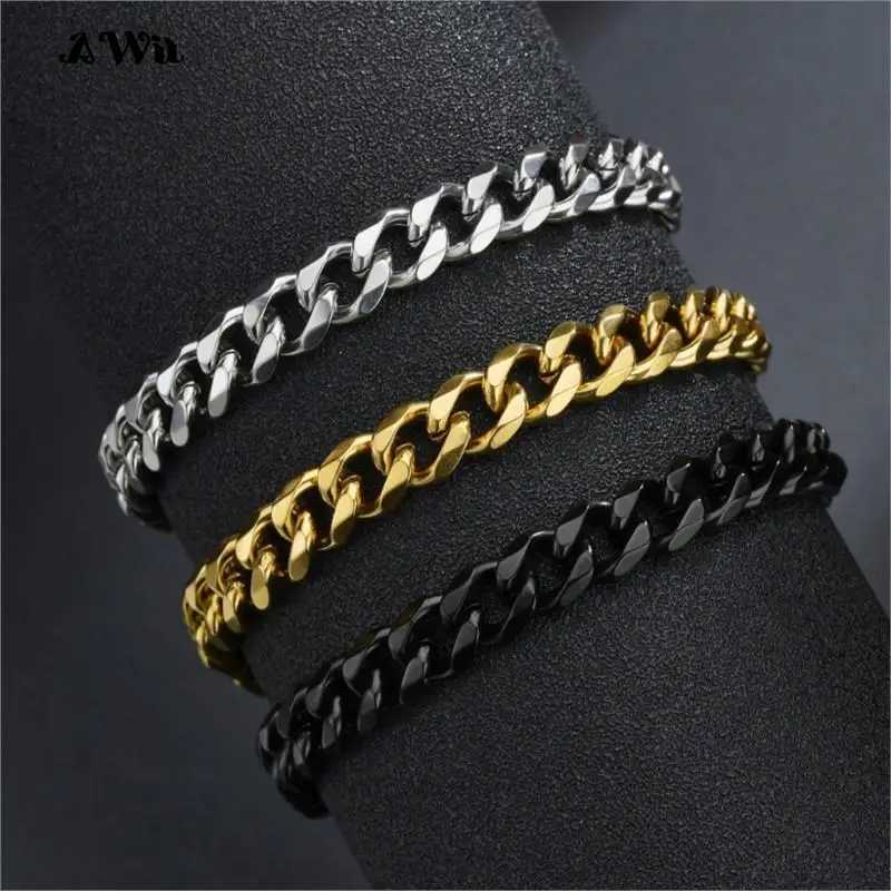 3-11mm Stainless Steel Curb Cuban Link Chain Bracelets for Women Unisex Wrist Jewelry Gifts XJ250707