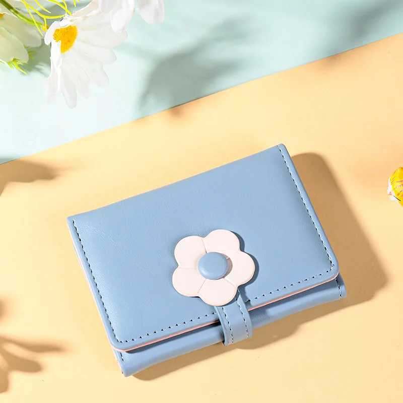 2025 Fi Wen Wallet Gift Purse Ladies Short Cute Flower Fresh Korean Coin Purse Card Holder Small Zipper PU Leather Wallet Y250707