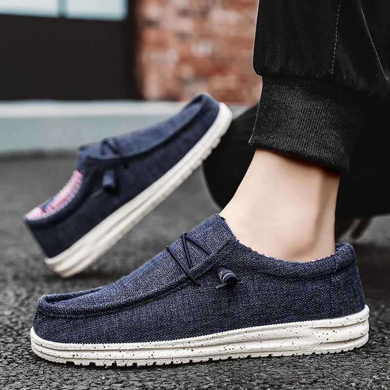 Fion Canvas Loafers For Men Cfortable Lightweight Breathable Mens Casual Shoes Flat Slip-on Driving Shoes Man Big Size 47 Y250707