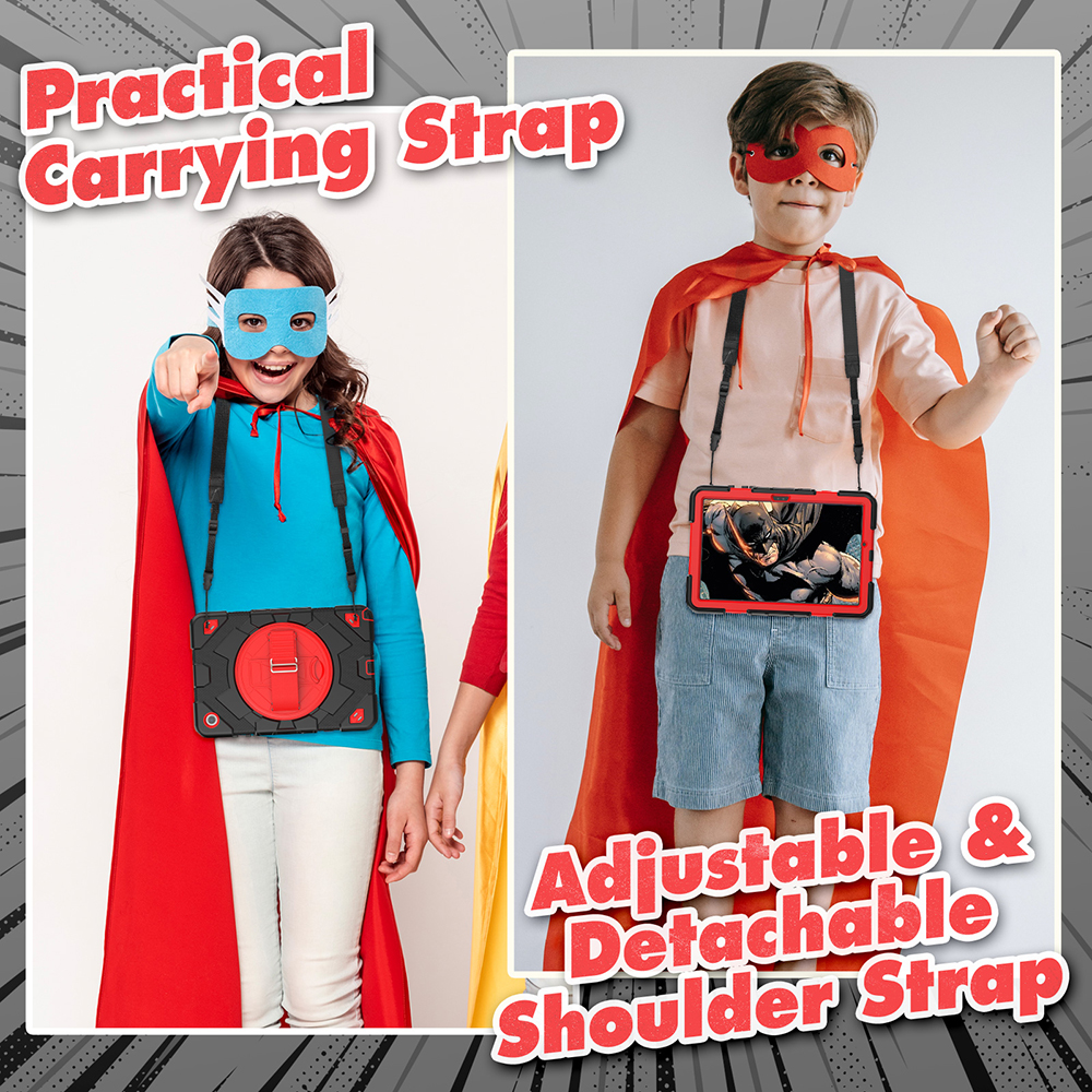 For Samsung Galaxy Tab A9 Plus 11 inch kids Shockproof Case Hybrid Armor Protective Tablet Cover 360 Rotating Stand Strap Cases with S Pen Holder SM-X