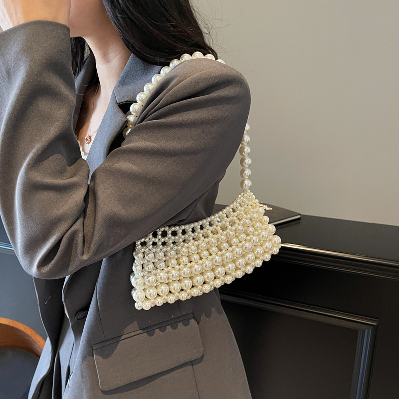 Free shipping designer Fashion High-End Underarm Bag for Women Korean Version Ins Trend Woven Pearl Bag 2025 New Niche Single Shoulder Bag for Women