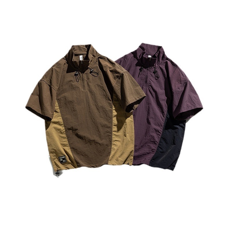 American Style Half-zip Polo Shirt Men Short Sleeve T-shirt Summer Quick-dry Ice Silk Outdoor Lightweight Casual Designer Short Sleeves Functional Shi