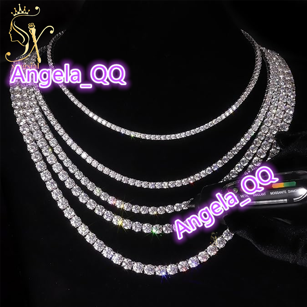 Wholesale Luxury Men Women Hip Hop Fine Jewelry 6mm 3mm 4mm 5mm Diamond 925 Silver Bracelet VVS Moissanite Tennis Chain Necklace