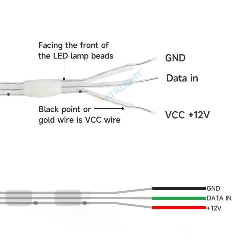 DC12V WS2811 RGB Addressable LED Strip 1000 LEDs Waterproof IP68 for Outdoor Garden Indoor Holiday Decoration Pixel String W250701