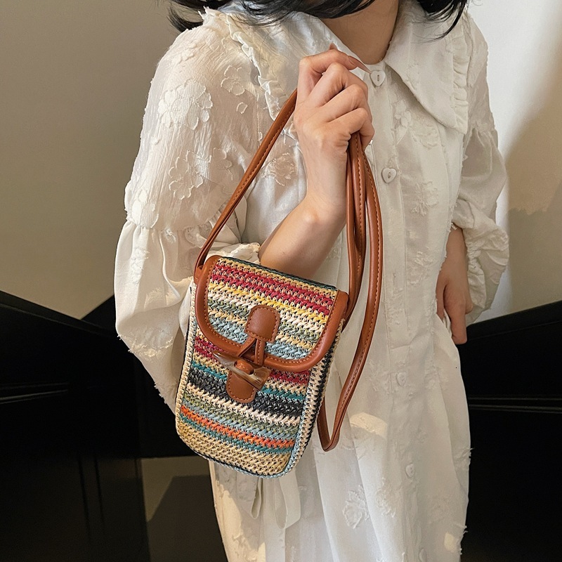 Free shipping designer Spring and Summer High-End Mini Bag for Women 2025 New Niche Design Woven Casual Versatile Phone Bag