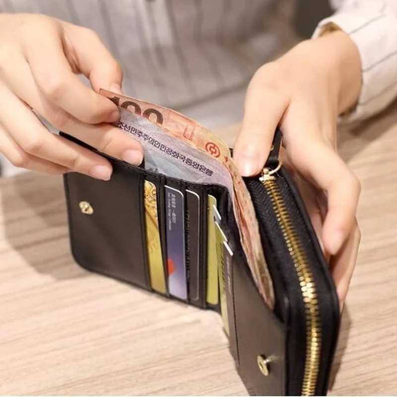 Wens Short Wallets PU Leather Fem Plaid Nubuck Card Holder Wallet Luxury Brand Ladies Small Zipper Wallet with Coin Purse Y250707