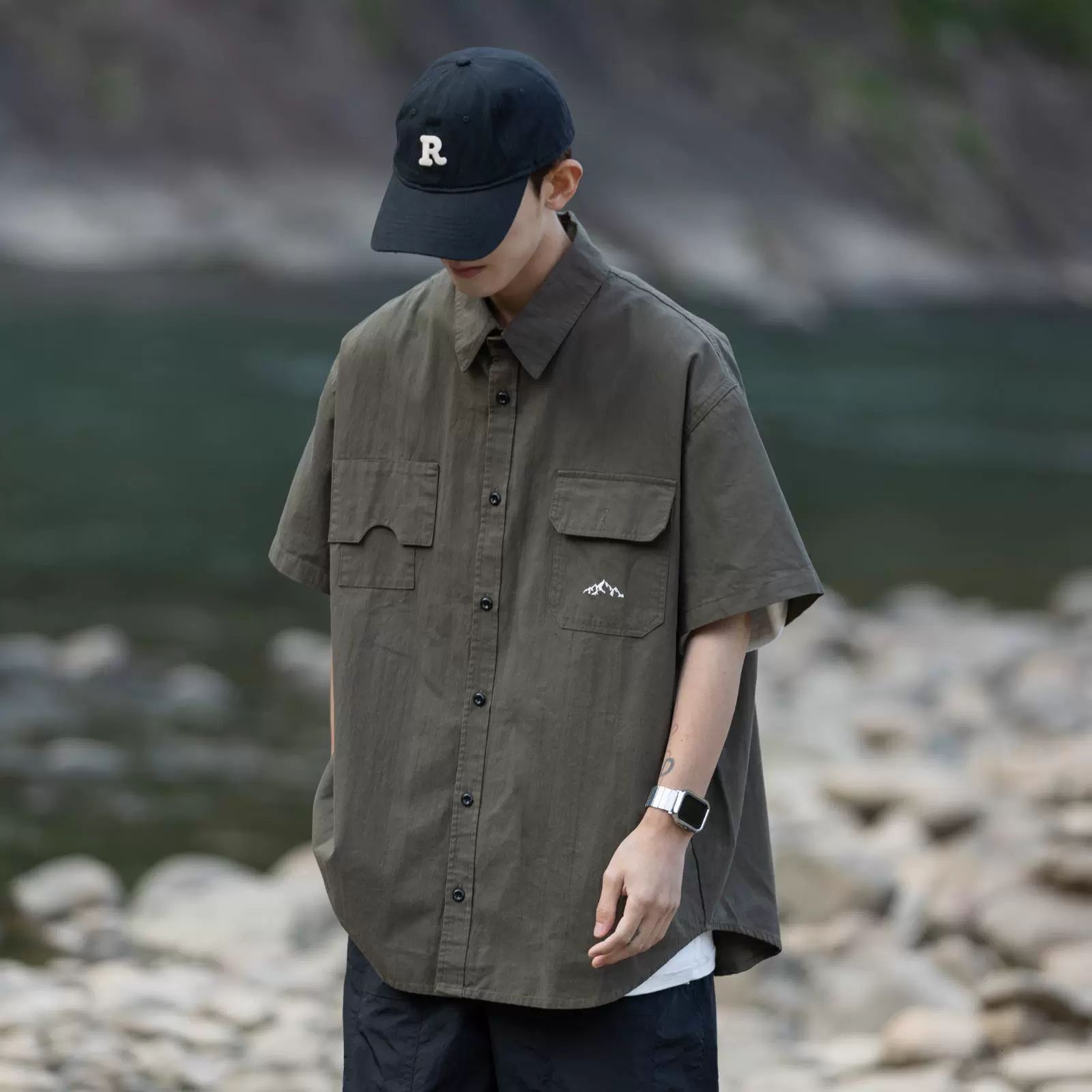 Designer Short Sleeves Factory Direct Supply Japanese Trendy Brand Irregular Pocket Workwear Short Sleeve Shirt Ins Style Unisex Functional Summer Shi