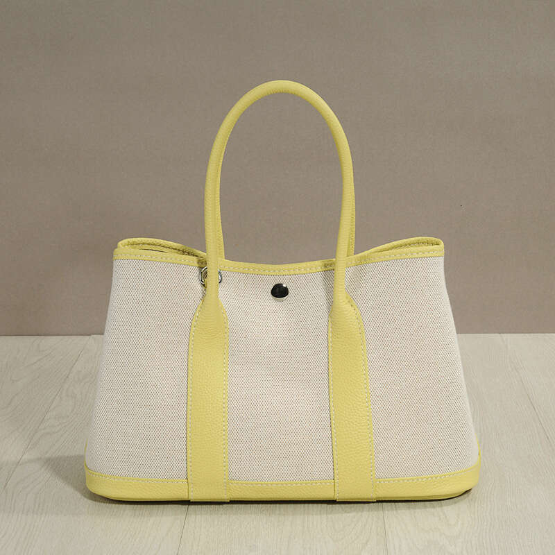 Leather Bag Bucket Bag New Shopping Garden Canvas Tote Large Capacity Handheld Grocery Basket Genuine Leather Women S Bag Commuter Tote Bag