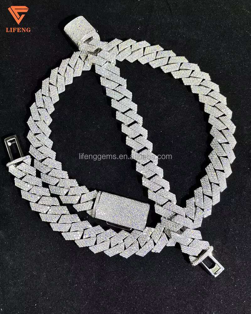 RTS 925 Sterling Silver Gold Plated Moissanite Cuban Chain10MM 16MM VVS Hip Hop Jewelry for Men Mens Cuban Link Necklace