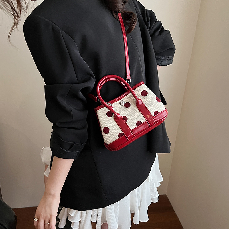 Free shipping designer Spring Summer Polka Dot Handbag for Women 2025 New Trendy Fashion Korean Small Tote Bag Versatile Shoulder Bag Crossbody Bag