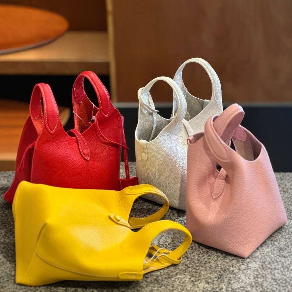Unique Designer First Layer Cowhide Tote for Women Handheld Bucket Bag Casual Commuter Shoulder and Crossbody