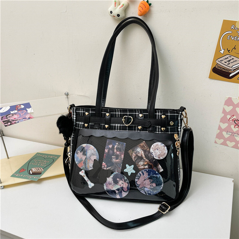 Free shipping designer Japanese Style Transparent Badge Pain Bag JK Uniform Bag Women Anime Exhibition Single Shoulder Bag Crossbody Bag Commuter Bag 