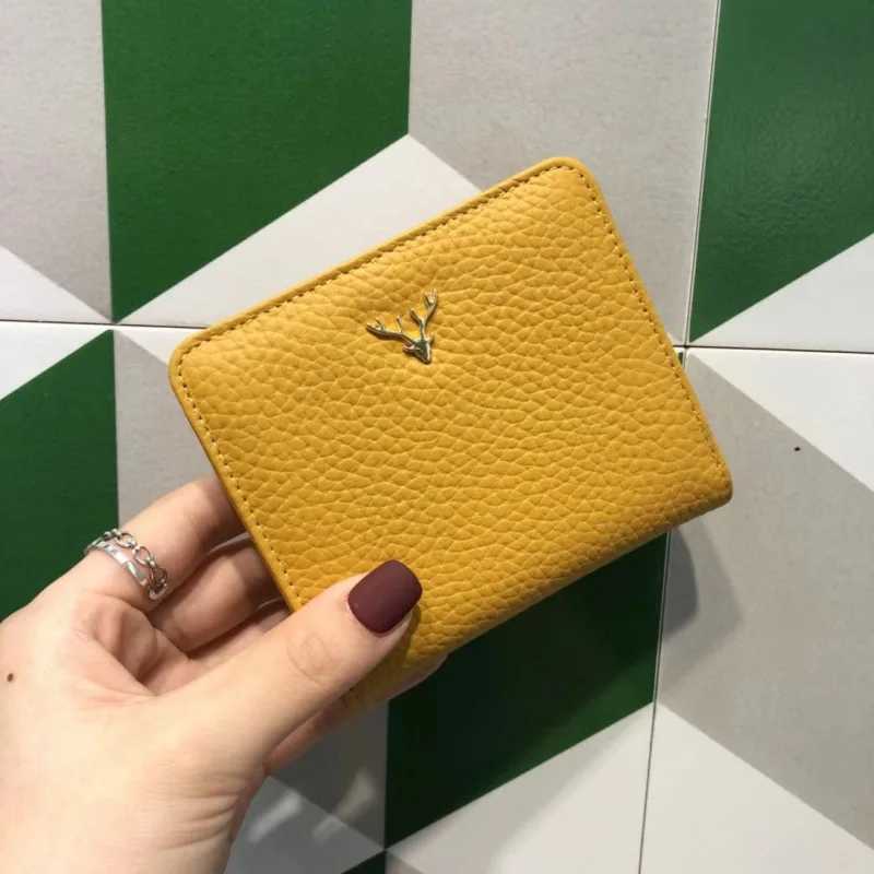 Cowhide Wens Purses Short Thin Small Wallet Chic Christmas Deer Butt Ladies Genuine Leather Card Holder Wallet Coin Purse Y250707