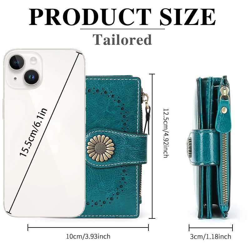 Genuine Leather Fi RFID Wallet Wen Cluh Holder Ladies Zipper Cluh Bag short Wallet Casual Coin Purse Y250707