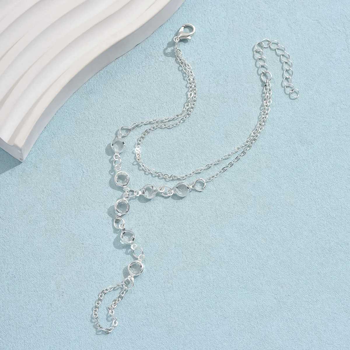 Fashion Multilayer Bracelet Ring Crystal Luxury Finger Bracelet Hot Selling Women Wedding Bridal Jewelry Finger Chain Couple Bracelet XJ250707
