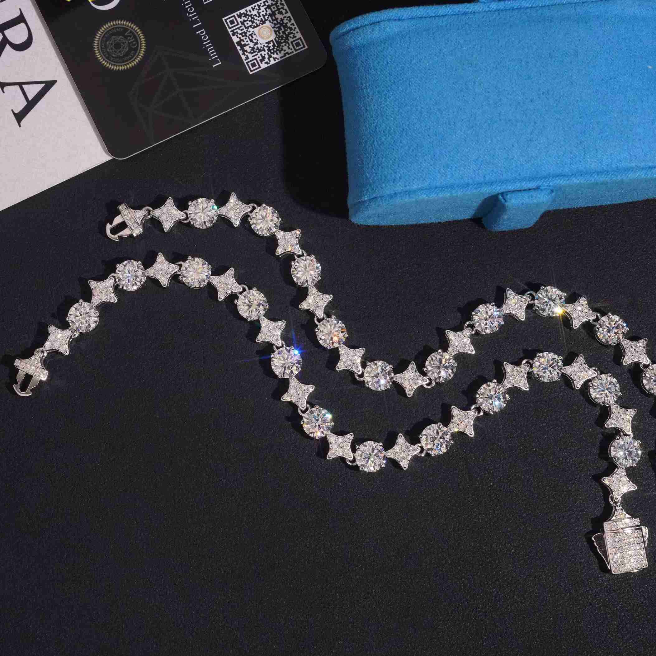 Fine Jewelry Fashion Elegant 925 Silver GRA Certified Moissanite Diamond Bracelet Hip Hop High Quality