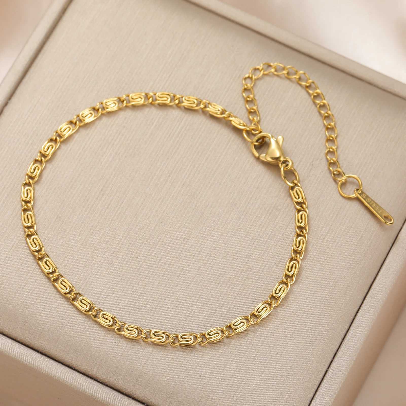 Skyrim Fashion Paper Clip Chain Bracelet Stainless Steel Gold Color Adjustable Bracelets for Women Daily Wear Minimalist Jewelry XJ250707