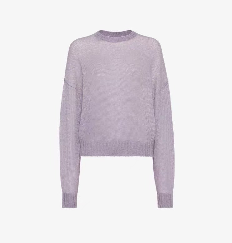 European Style Womens Sheer Mohair Top Soft Hazy Knit Crewneck Pullover