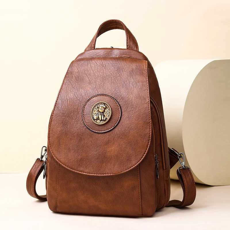 wens synthetic leather backpack adjustable shoulder straps multiple compartments multiple carrying methods suitable Y250707