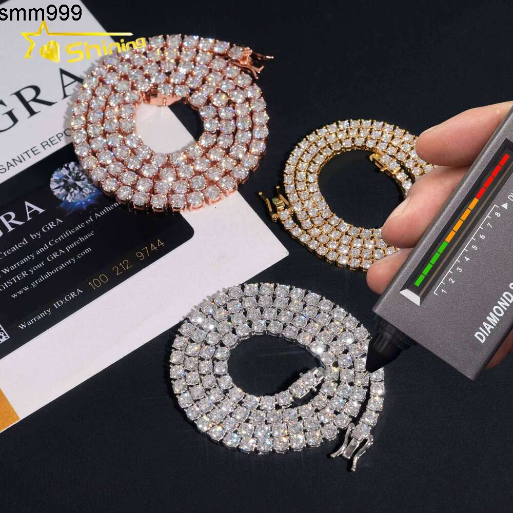 Classic Basket Fork Setting Sier VVS Bracelet Necklace Silica Tennis Chain