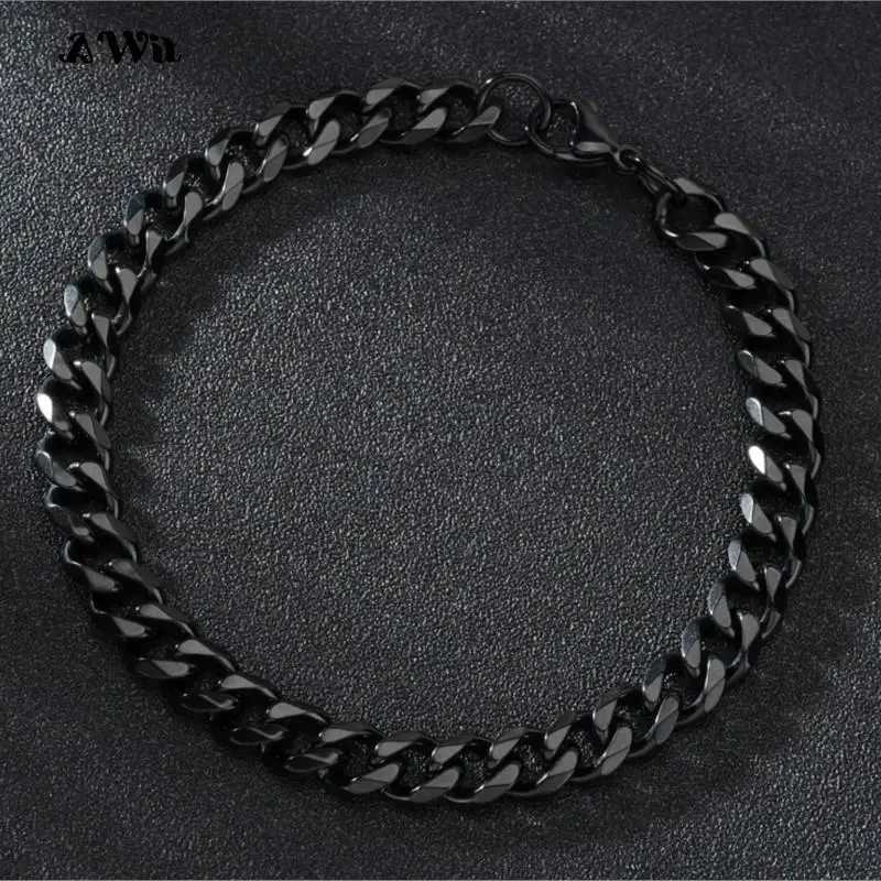 3-11mm Stainless Steel Curb Cuban Link Chain Bracelets for Women Unisex Wrist Jewelry Gifts XJ250707