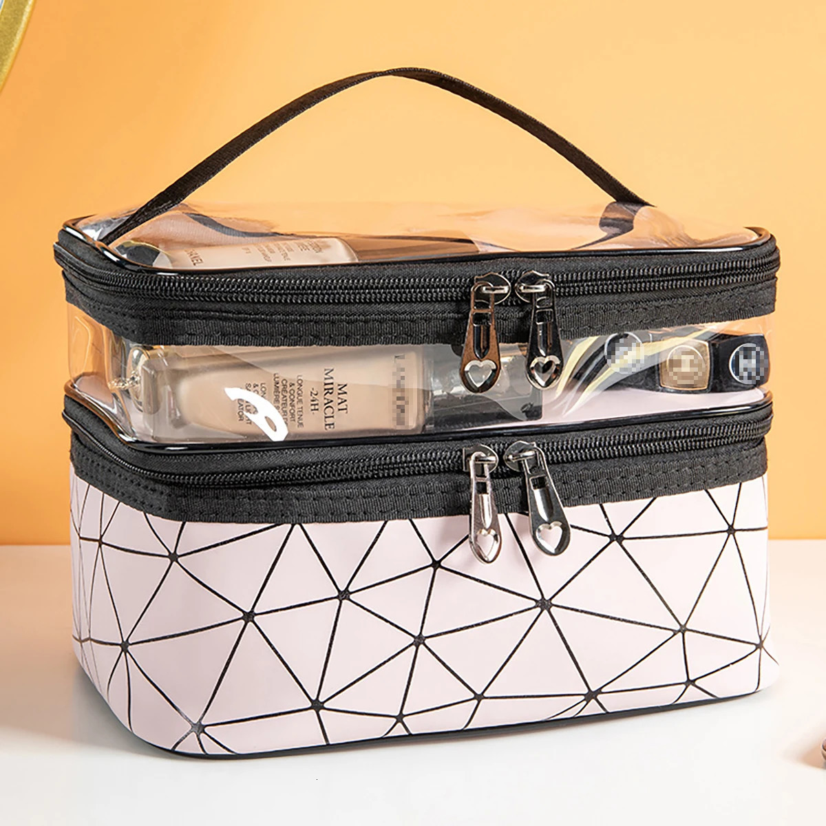 Doublelayer Makeup BagWaterproof PVC Travel Pouch Portable Washbag 250701