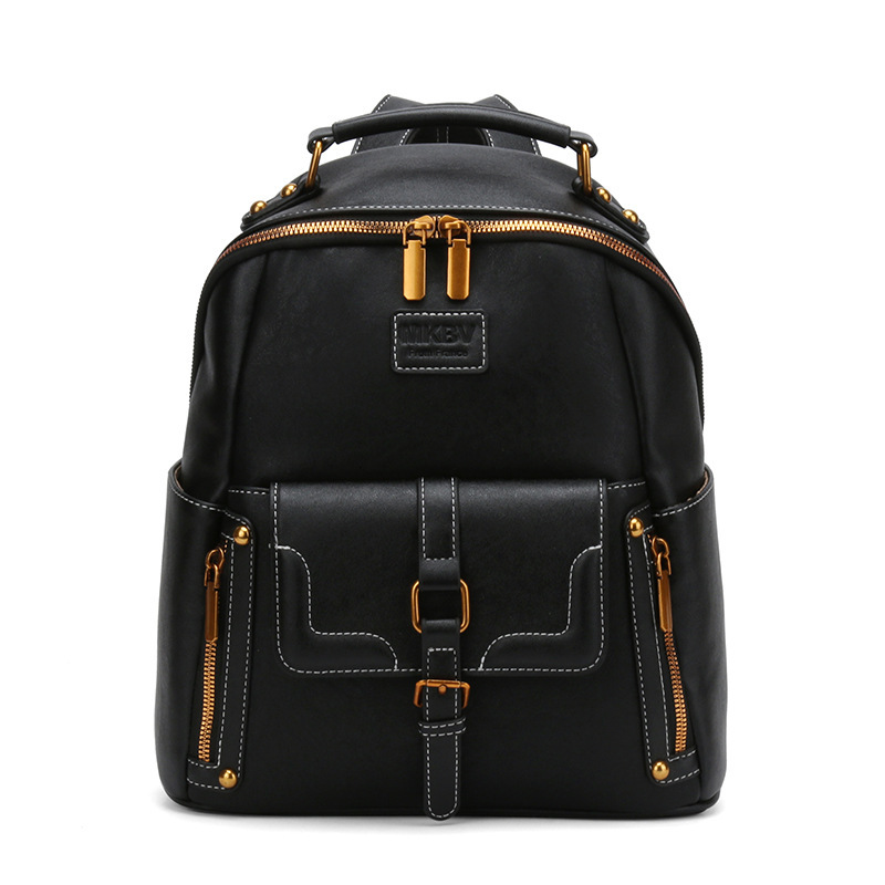 Free shipping designer New Korean and Japanese Style Casual Backpack for Women Large Capacity Soft Leather Commuter Backpack Fashionable Retro Student