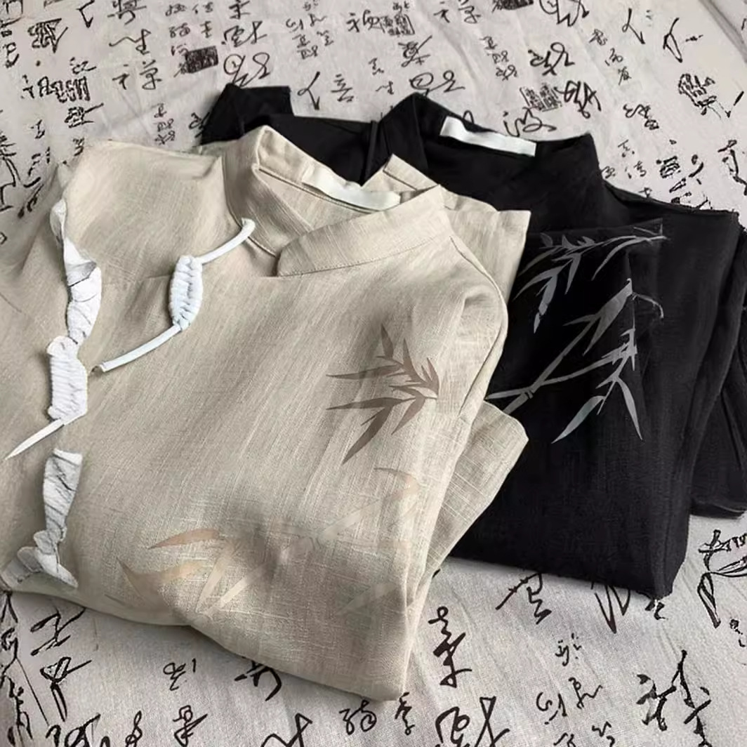 New Chinese Style Designer Short Sleeves Short Sleeve Shirt For Men 2025 Summer New Tree Branch Print National Trend Design Loose Top Jacket