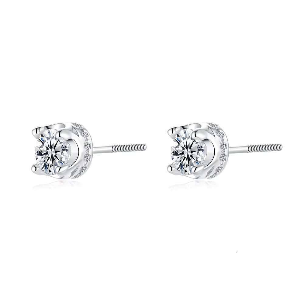 Luxury 18K Gold Plated 925 Sterling Silver 5mm 0.5ct VVS Moissanite Diamond Halo Solitaire Stud Earrings for Women