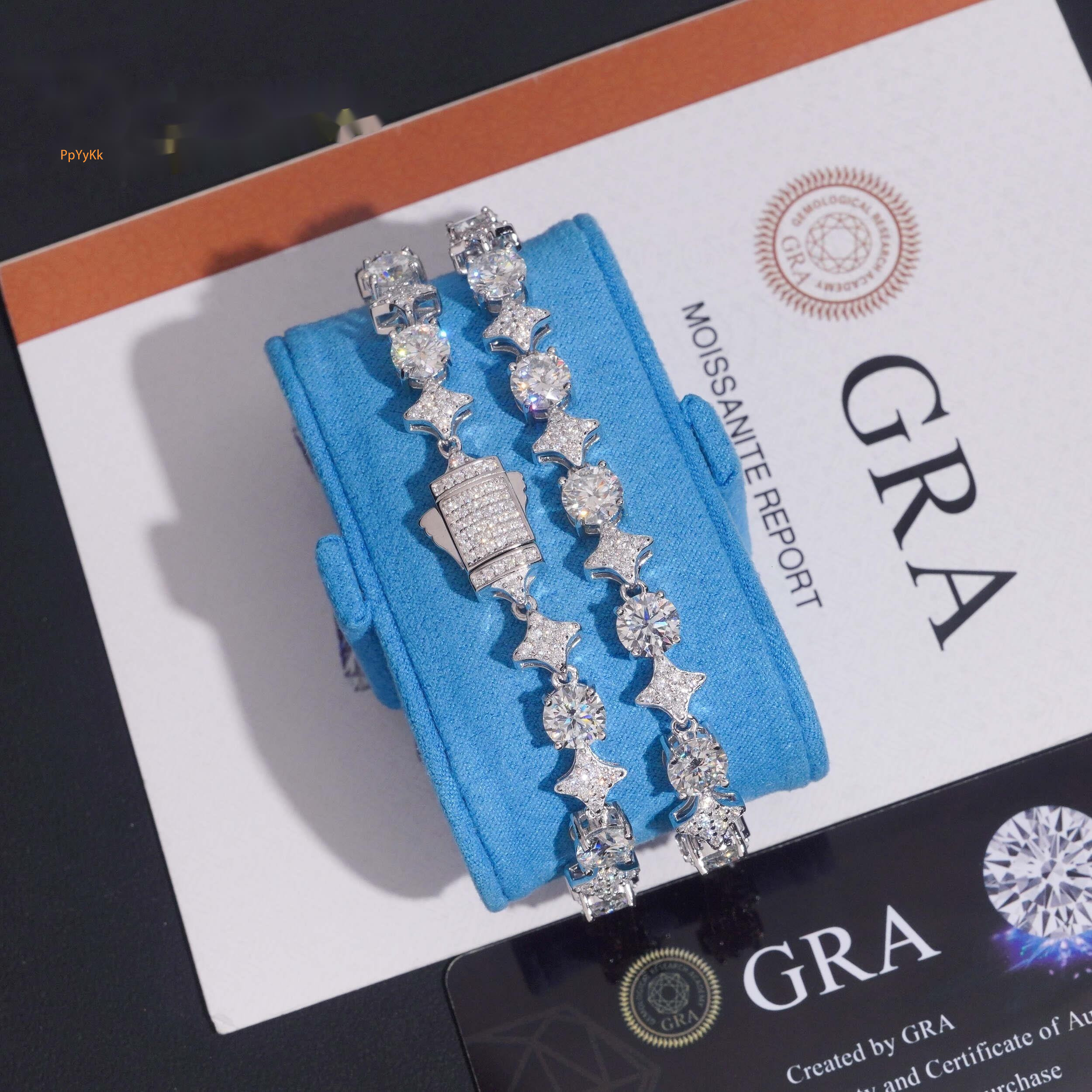 Fine Jewelry Fashion Elegant 925 Silver GRA Certified Moissanite Diamond Bracelet Hip Hop High Quality