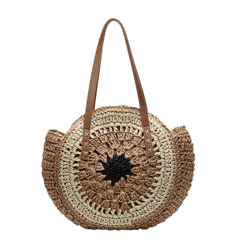 Free shipping designer Summer Round Woven Bag Straw Bag for Women Large Capacity New Beach Vacation Bucket Bag Shoulder Bag Tote Bag