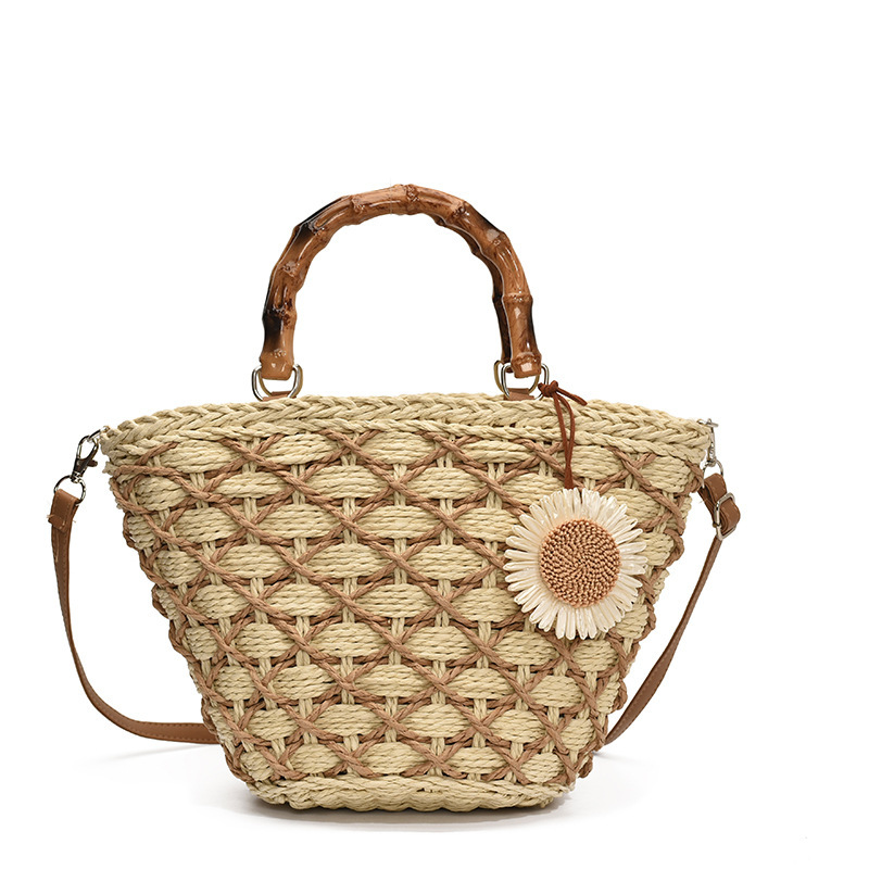 Free shipping designer 2025 New Straw Handbag Straw Bag Bamboo Knot Bag for Women Summer Vintage Handmade Beach Tote Bag Vacation