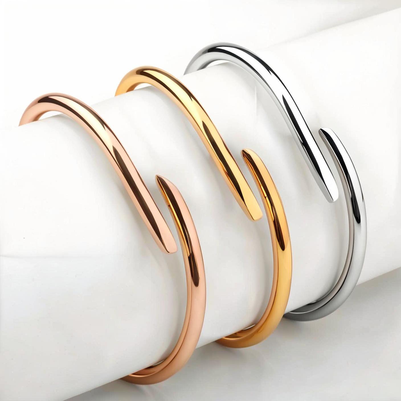 Nail Bracelet Lady Bracelets Friendship Bangle Mens Stainless Steel Braclets Charm Armband Thick Bangles Sister Bracelet Pulsera Plata Bracciale Personalizzato