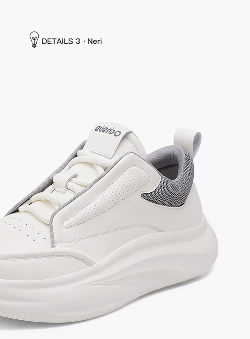 Edenbo thick-soled white shoes men's 2025 new spring fashion simple soft-soled sports casual trendy shoes