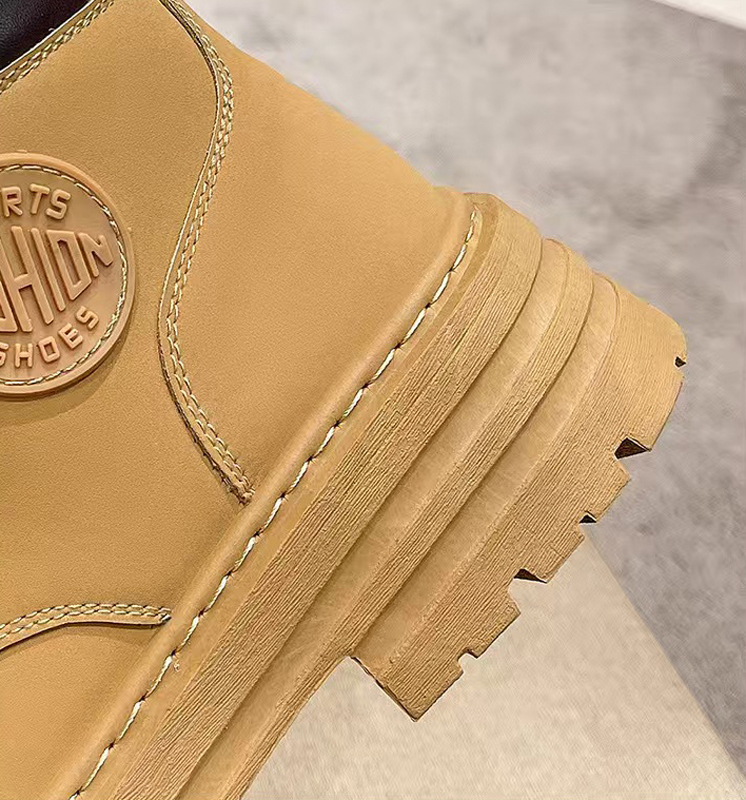 Top High Quality Women Leather Shoes Fashion Outdoor Sneakers Men Lace Up Non-Slip Ankle Boots for Couple Yellow slippers, retro style