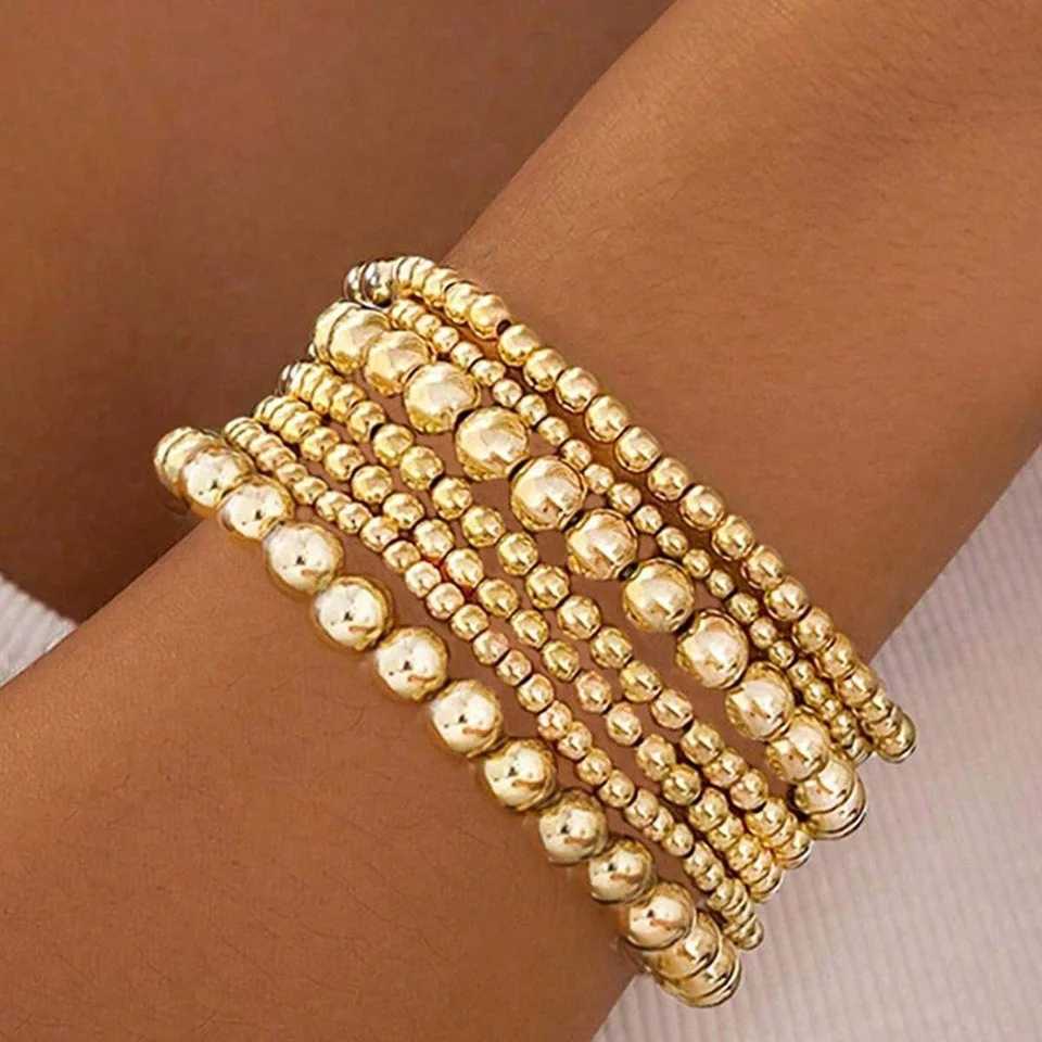 Fashion Simple Bead Bracelet Set For Women Vintage Minimalist Elegant Exquisite Round Bracelets Vacation Date Daily Wear Jewelry XJ250707