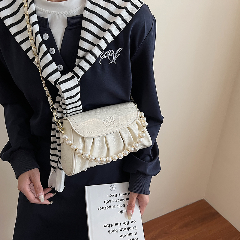 Free shipping designer High-End Niche Pleated Small Bag Women Chain Crossbody Bag 2025 Summer New Fashion Versatile Stylish Shoulder Bag