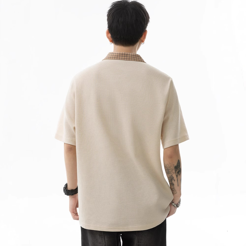 Fake Two-piece Polo Collar Short Sleeve T-shirt For Men Summer 2025 Designer Short Sleeves New Loose Casual Color-block Five-quarter Sleeve Tee